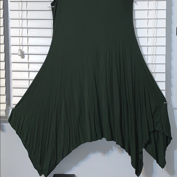 Green trapeze dress - Picture 2 of 3